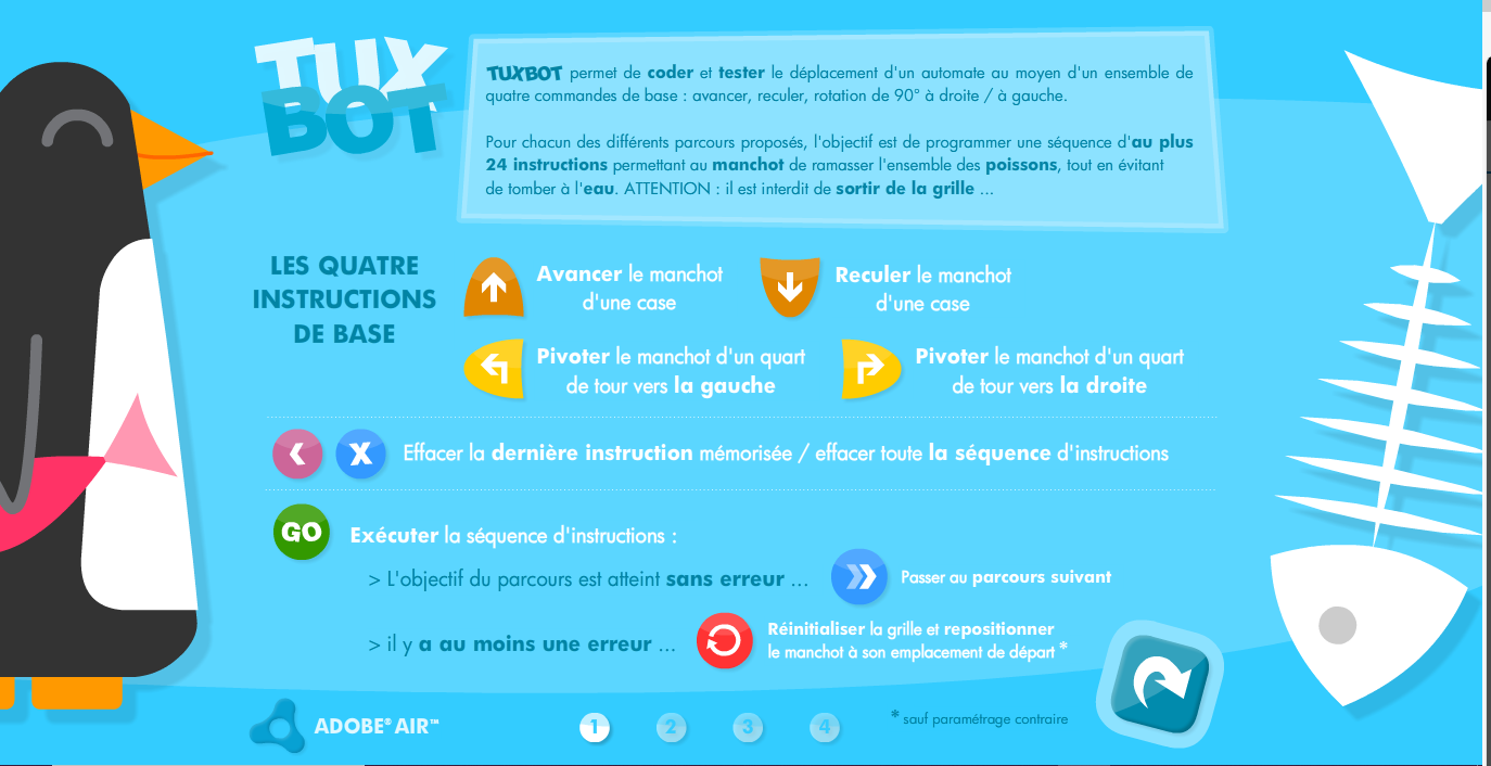 Présentation des instructions et boutons