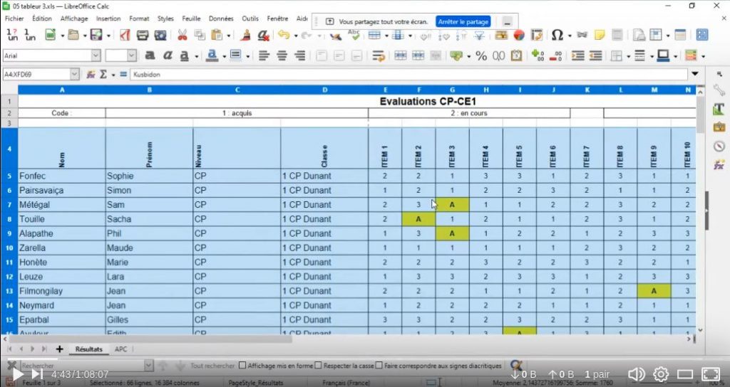 Accès au module 3 tableur